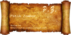 Petik Zombor névjegykártya